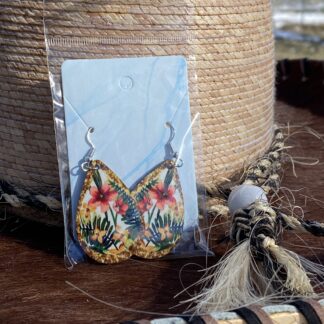 Floral with Glitter Teardrop Earrings
