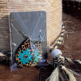 Cheetah Print Teardrop with Turquoise Design Earrings
